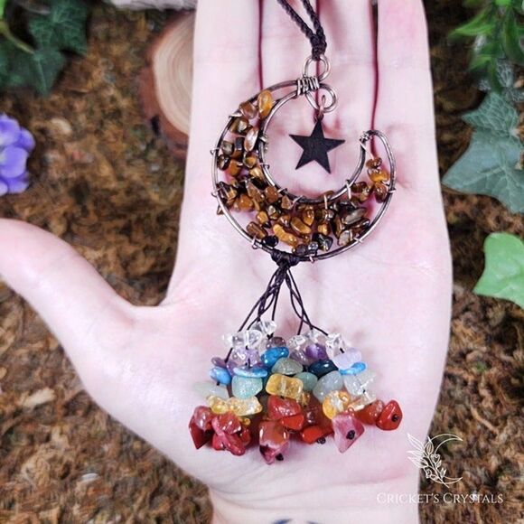 Handmade Tiger's Eye Crystal Moon Décor #13 - Picture 2 of 3